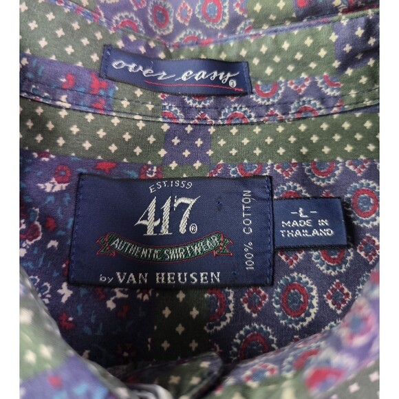Van Heusen 417 Men's Large Multicolored Pattern Long Sleeve Button Up Shirt - Picture 3 of 7